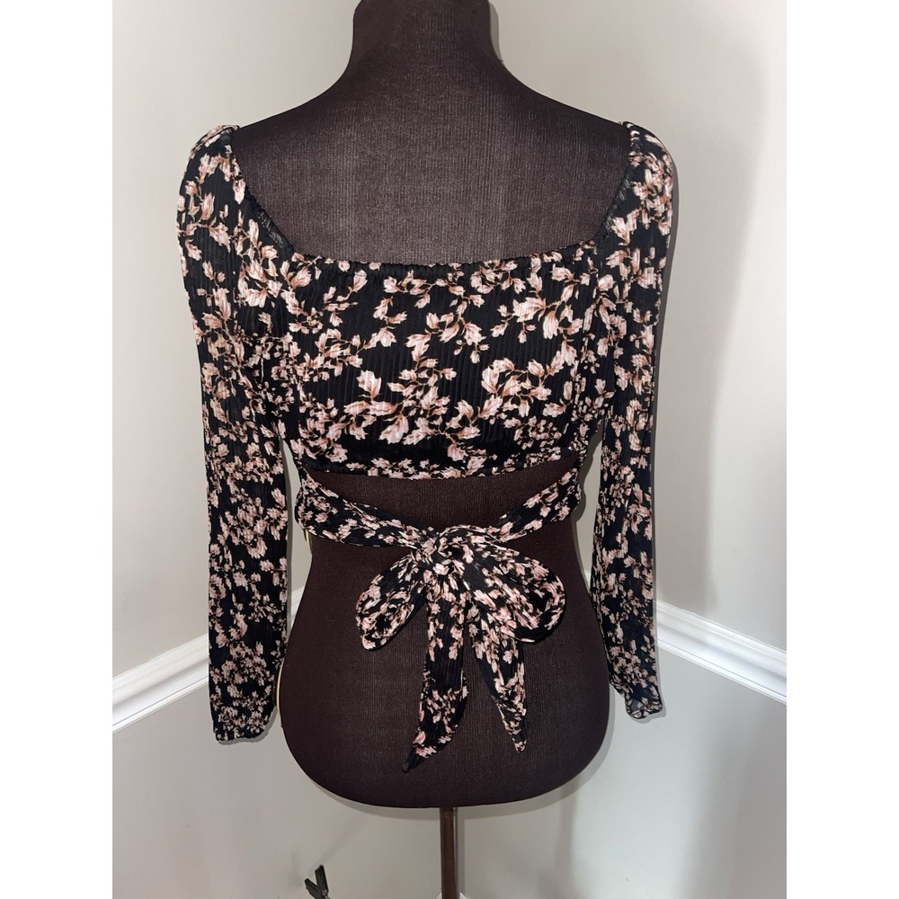 Japna Floral Cropped Sweetheart Blouse Cottagecore Romantic Womens M